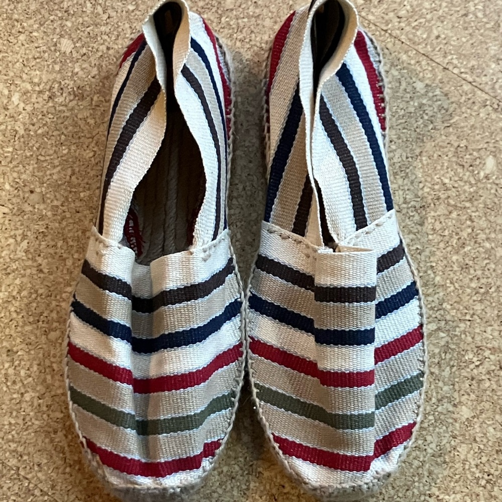 Diegos (Size 38 Women’s 8) French Stripe Espadrilles (Spain) Vegan Flat  Slip on